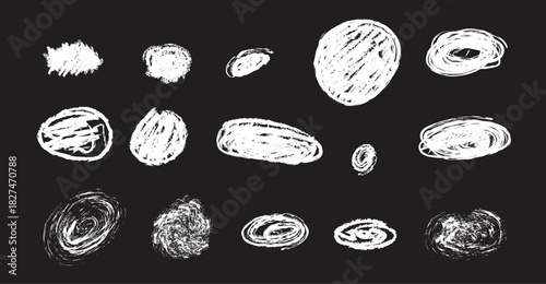 Abstract chalk drawn doodles with grunge style design elements