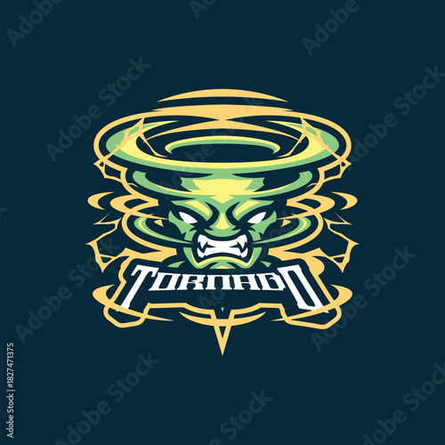 Tornado mascot logo design vector. Angry tornado illustration for sport and esport team.
