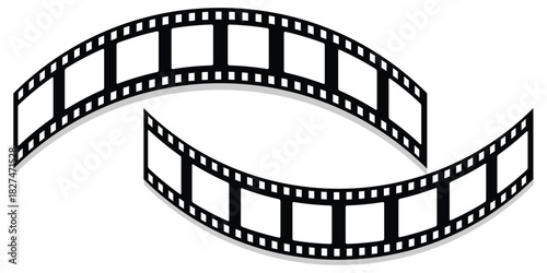 Seamless blank film strip texture on transparent background. Film strip line icon in flat. Camera roll film negative reel. Cinema tape, retro tape frame or border. Photo, cinema or movie negative