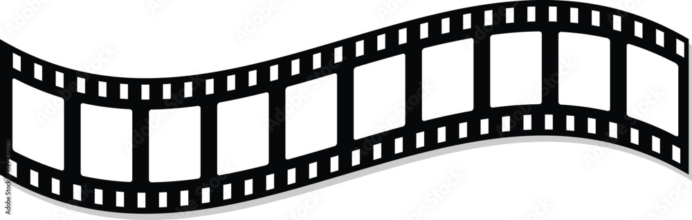 Obraz premium Old grunge movie film long strip set, vintage filmstrip roll frame, vector photo background. Video or movie filmstrip overlay, cinema or photograph camera long film strips collection in flat and line