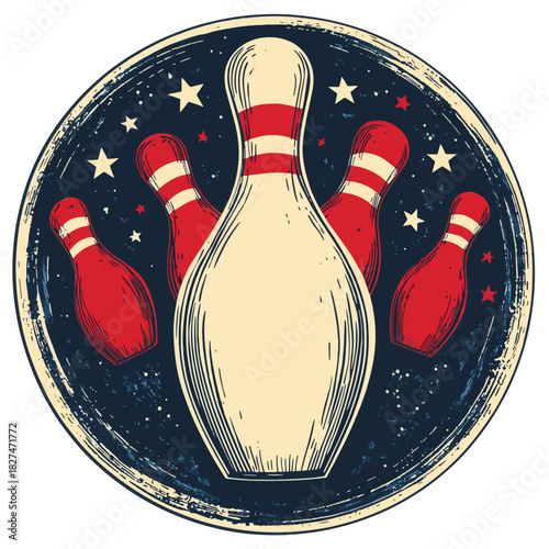 Bowling Emblem  , vector style simple color