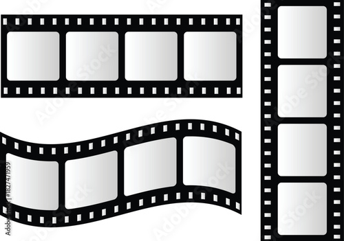 gently curving cinema film strip vector, essential for representing classic movie production, video content, media design, and photography concepts