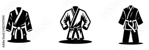 Martial Arts Uniforms: A Trio of Judo and Karate Gi Silhouettes.