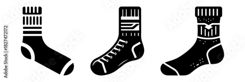 Socks in a row black and white sport and comfort.