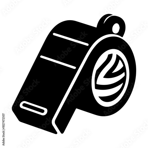 Black and White Whistle Icon: Sports and Games.