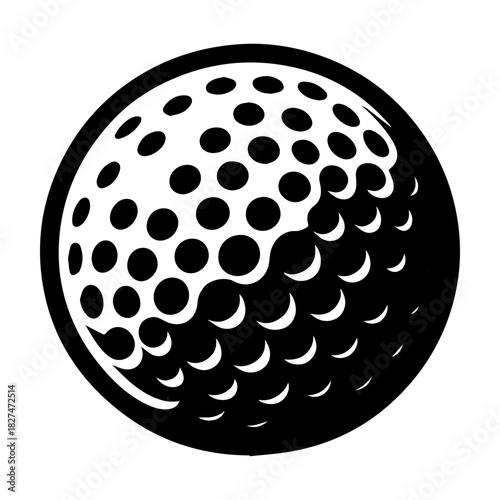 Golf ball illustration: black and white design.