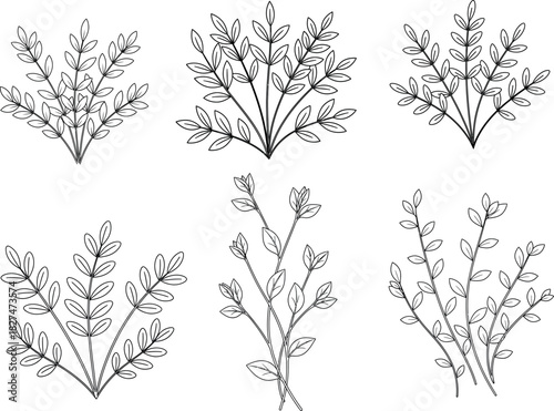 Elegant seamless vintage vector pattern of willow branches and decorative floral leaf illustration