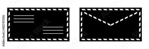 Airmail envelope icons with vintage postal border elements clean mail symbol illustration for communication message delivery stationery design collection isolated graphic art