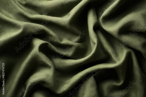Dyed Green Canvas Army Tent Fabric Seamless Top Down Shot Military Textile Material Texture