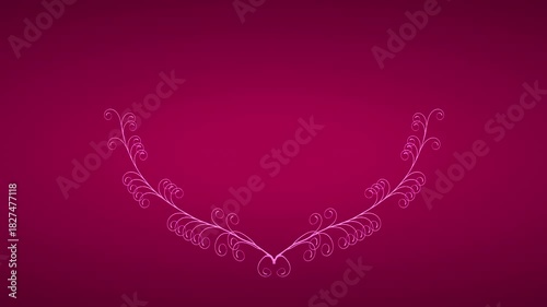 Valentine Decorative Heart Vine Frame with Pink Curling Swirls on Gradient Background