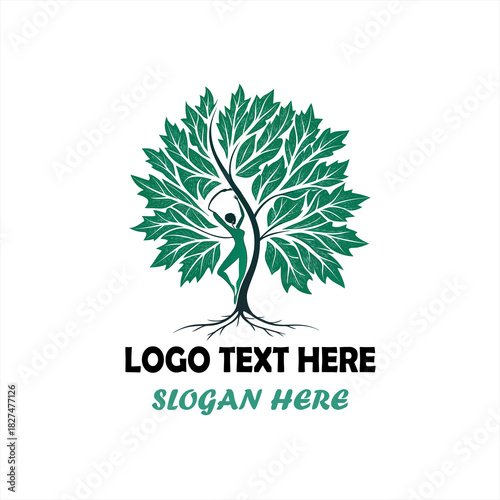 Human Tree Logo Set – Nature, Wellness, Eco-Friendly Organic Concept Designs