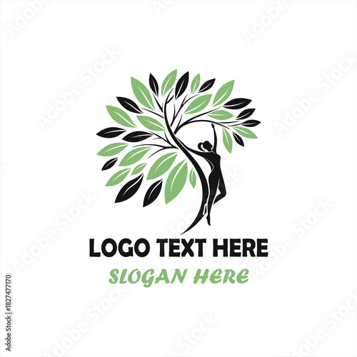 Human Tree Logo Set – Nature, Wellness, Eco-Friendly Organic Concept Designs