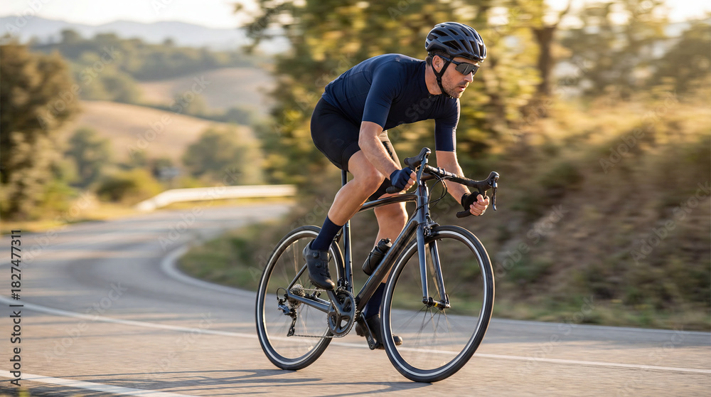 Obraz premium Active cyclist riding outdoors on a sunny day