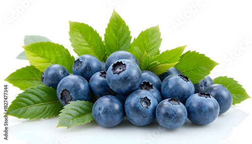 Wallpaper Mural Fresh blueberries with green leaves isolated on transparent background Torontodigital.ca