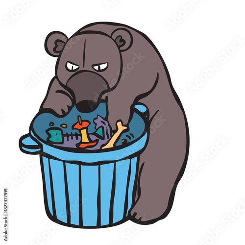 ゴミを漁るクマ　くま　熊　住宅街
animal_bear