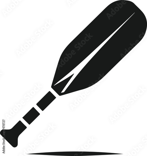 Black silhouette icon of a single boat paddle for water sports.