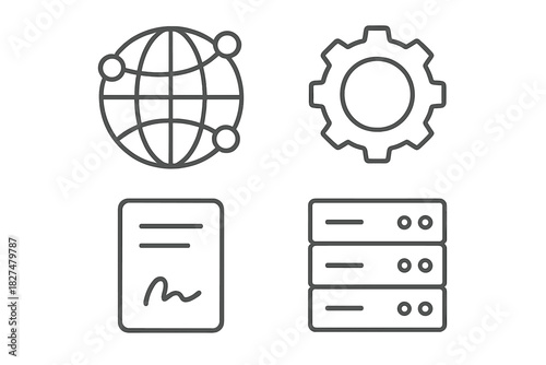 Global network connectivity, system settings, digital contract document, and data server