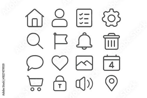 Essential user interface icons for website and mobile navigation menus