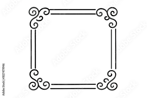 Elegant vintage ornamental frame with swirling corners and double line border design