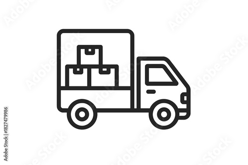 Commercial delivery truck transporting stacked cardboard boxes for shipping and logistics