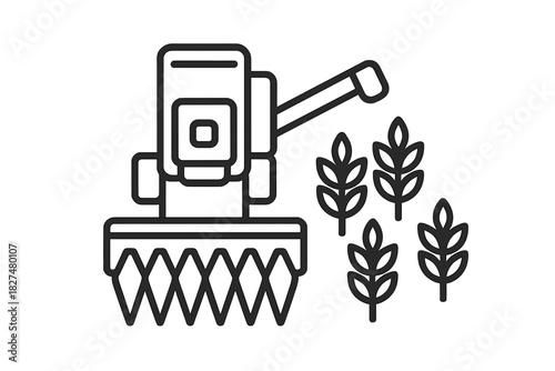 Agricultural combine harvester machine harvesting grain crops in a field