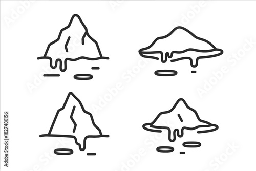 Collection of icebergs floating in the ocean and melting due to global warming