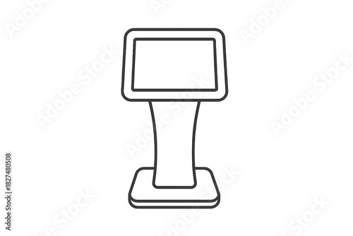 Outline icon of a freestanding digital information kiosk for self-service technology