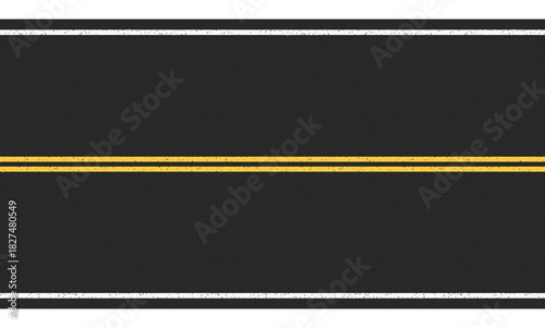 Horizontal asphalt road with yellow line illustration