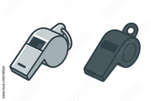 Stylized pair of whistles used by referees, coaches, or for safety signaling