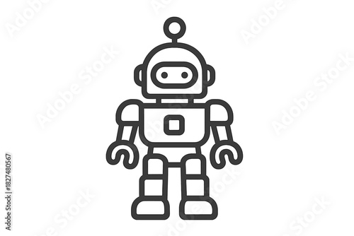 Cute minimalist mechanical robot mascot for technology and automation