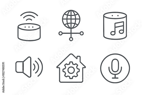 Modern Smart Home Automation Technology and Internet of Things Voice Assistant Concepts