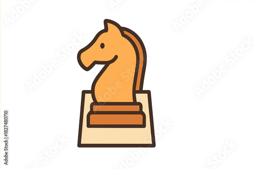 Stylized orange and brown chess knight piece representing strategy and board games