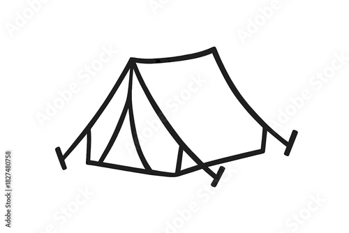 Simple hand-drawn style outdoor camping tent structure for adventure and travel