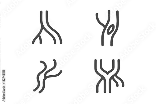 Abstract line symbols of human blood vessels arteries veins and nerves