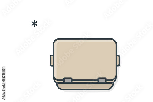 Minimalist icon of a closed rectangular lunch box or food storage container on white background