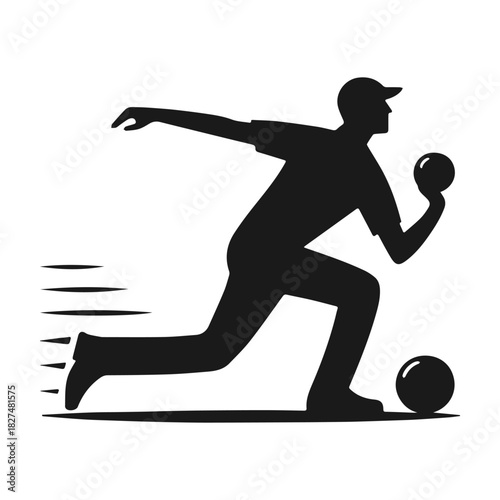 Vector silhouette of a man playing a game of bocce ball.