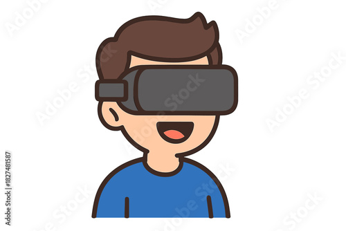 Young person enjoying immersive digital experience with virtual reality headset