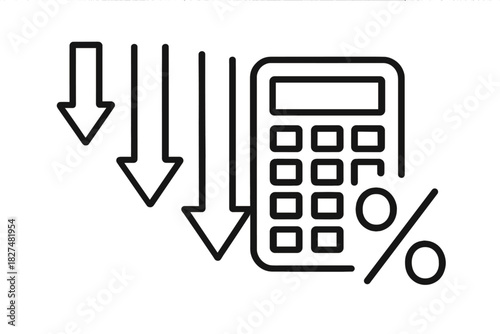 Financial decrease calculator percentage rate reduction downward arrows