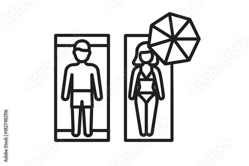 Couple relaxing on beach mats under an umbrella during a summer vacation