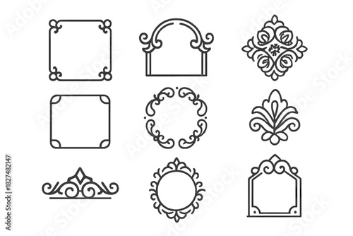 Elegant vintage ornamental frames and decorative flourish design elements