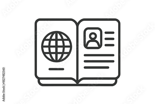 Open passport showing personal identification details and global travel symbol