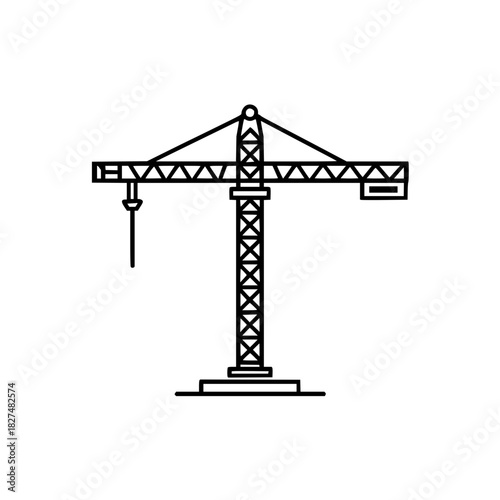 Outline construction crane vector illustration for building construction site project and industrial equipment 100