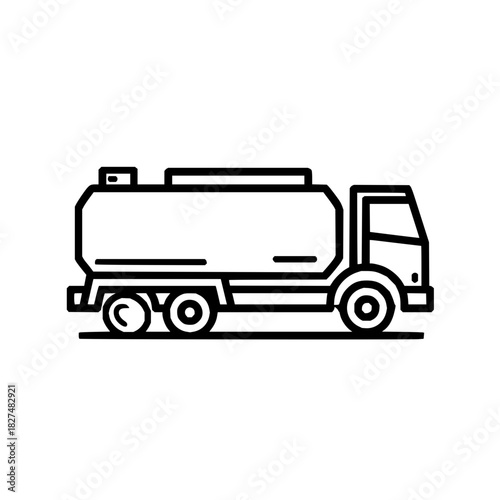 Tanker truck transport vehicle delivery truck fuel truck gasoline truck oil truck commercial truck line art