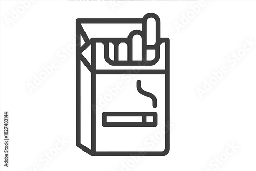 Open pack of tobacco cigarettes with one lit and smoking cigarette