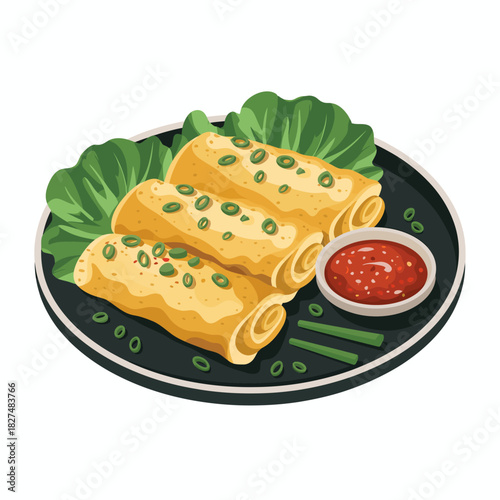 This appetizing image features a plate of freshly made enchiladas, garnished with green onions and accompanied by a vibrant red sauce, appealing to food lovers everywhere.