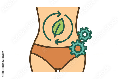 Symbolic representation of natural digestive process and metabolism on a human torso