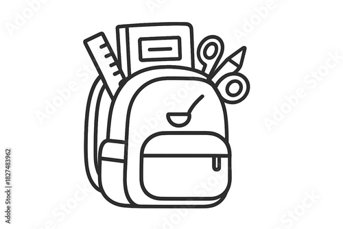 School backpack overflowing with essential learning supplies and stationery