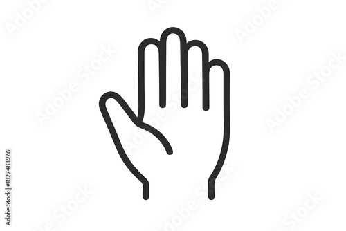 Open human hand showing a stop gesture or high five symbol in simple outline style