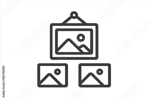 Picture gallery and image sharing concept with multiple framed pictures