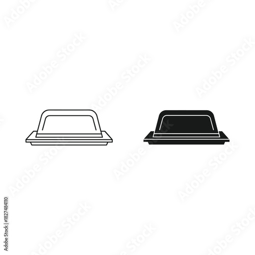 Taxi sign icon outline and silhouette for transportation services